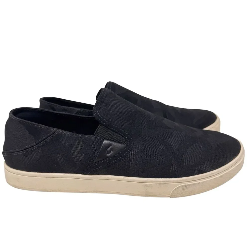 Olukai Pehuea Women Size 9.5 Slip On Shoes 20360-LRKE Black Drop In Heel
